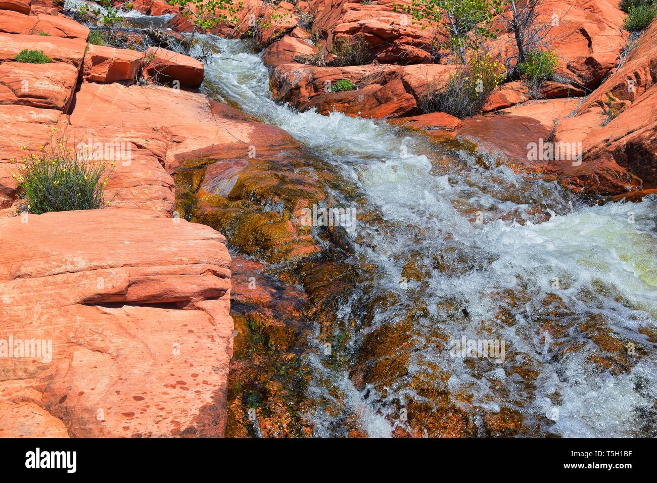 Views of Waterfalls at Gunlock State Park Reservoir Falls, In Gunlock