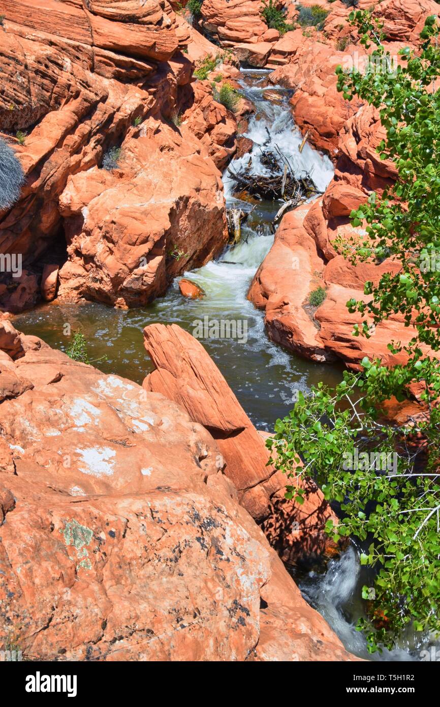 Views of Waterfalls at Gunlock State Park Reservoir Falls, In Gunlock