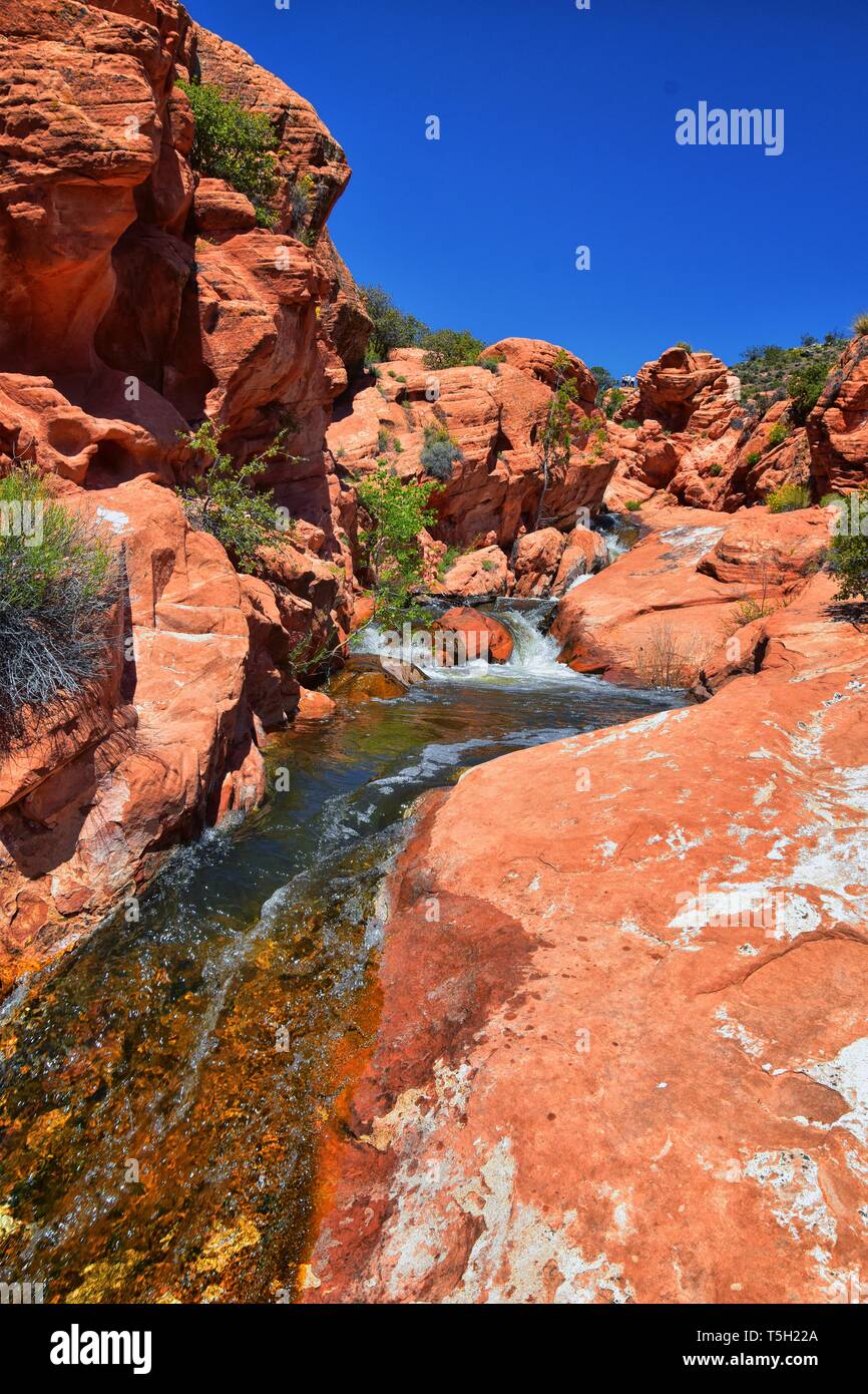 Views of Waterfalls at Gunlock State Park Reservoir Falls, In Gunlock