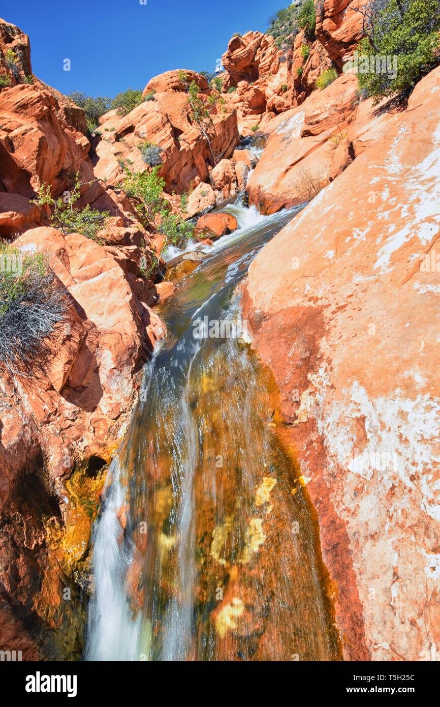 Views of Waterfalls at Gunlock State Park Reservoir Falls, In Gunlock