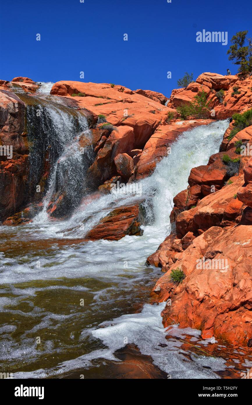 Views of Waterfalls at Gunlock State Park Reservoir Falls, In Gunlock