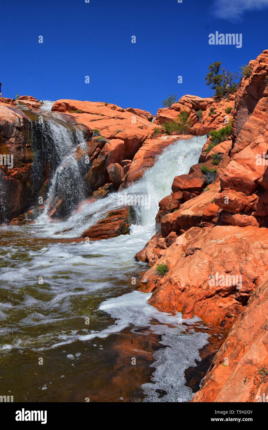 Views of Waterfalls at Gunlock State Park Reservoir Falls, In Gunlock