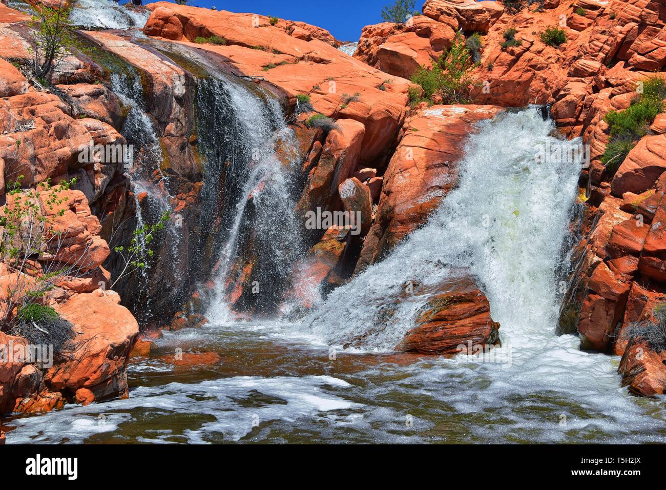 Views of Waterfalls at Gunlock State Park Reservoir Falls, In Gunlock
