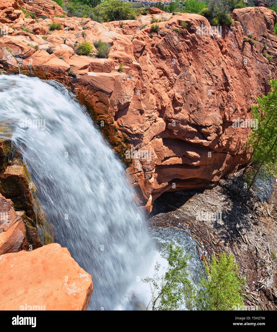 Views of Waterfalls at Gunlock State Park Reservoir Falls, In Gunlock