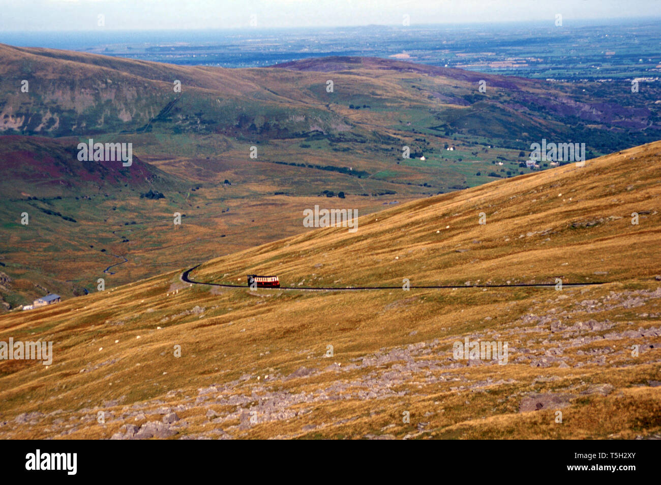 Cogwheel train to the top of Mt.Snowdon,Snowdonia National Park,Wales Stock Photo