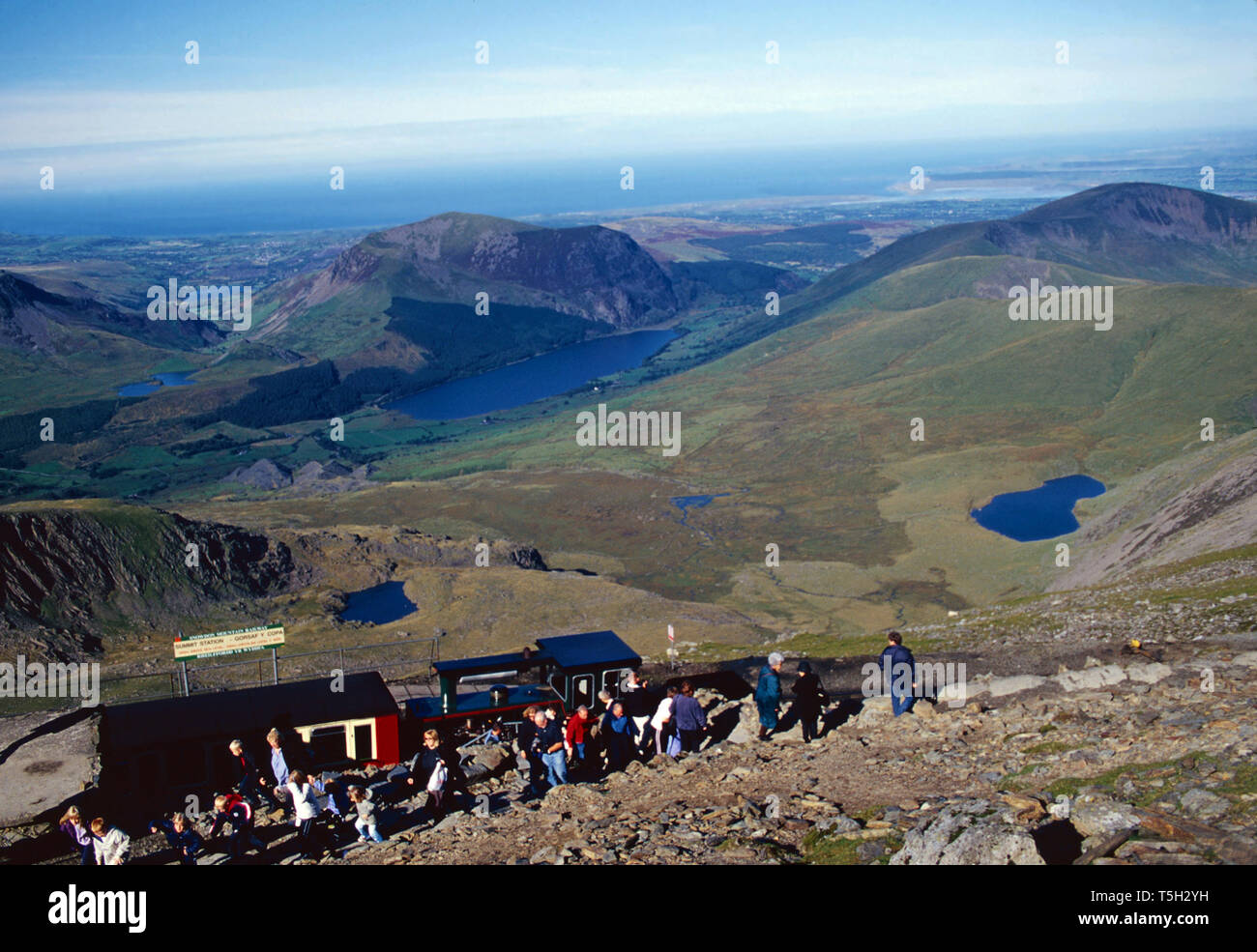 Cogwheel train to the top of Mt.Snowdon,Snowdonia National Park,Wales Stock Photo