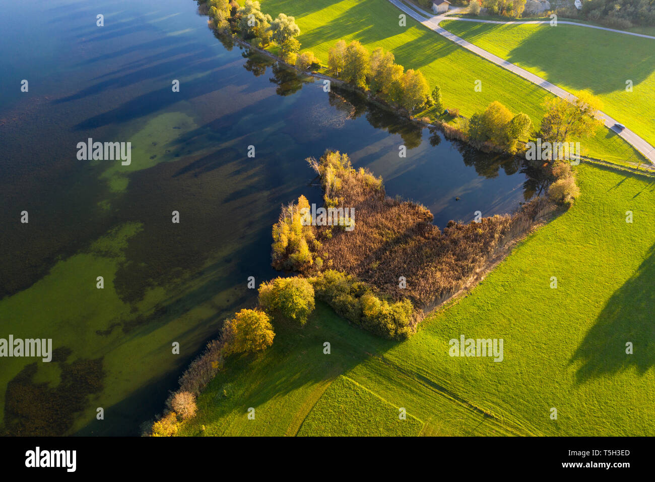 Germany, Upper Bavaria, Alpine foreland, 'Das Blaue Land', Riegsee, south bank near Murnau Stock Photo