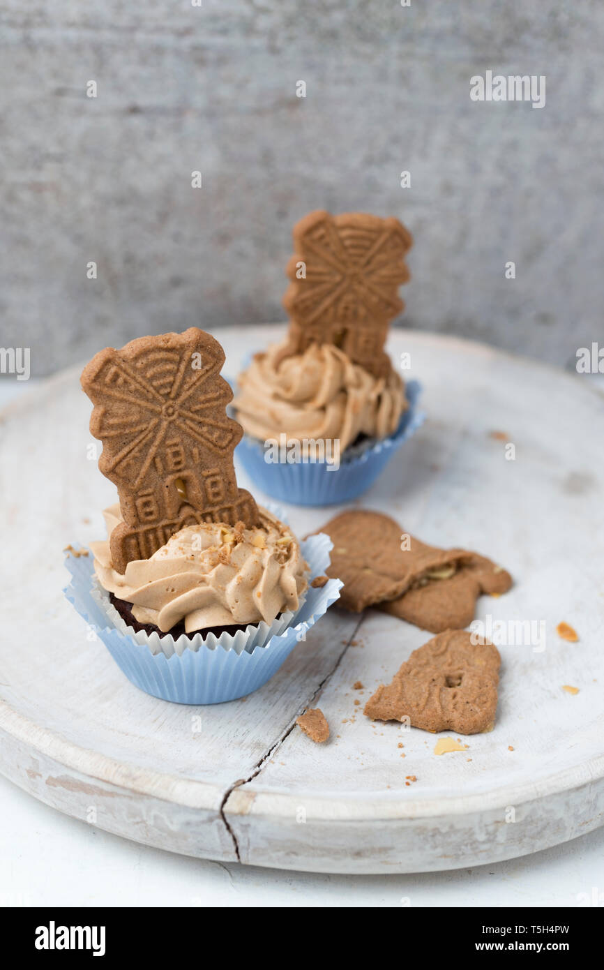 Cupcakes with speculoos cream Stock Photo