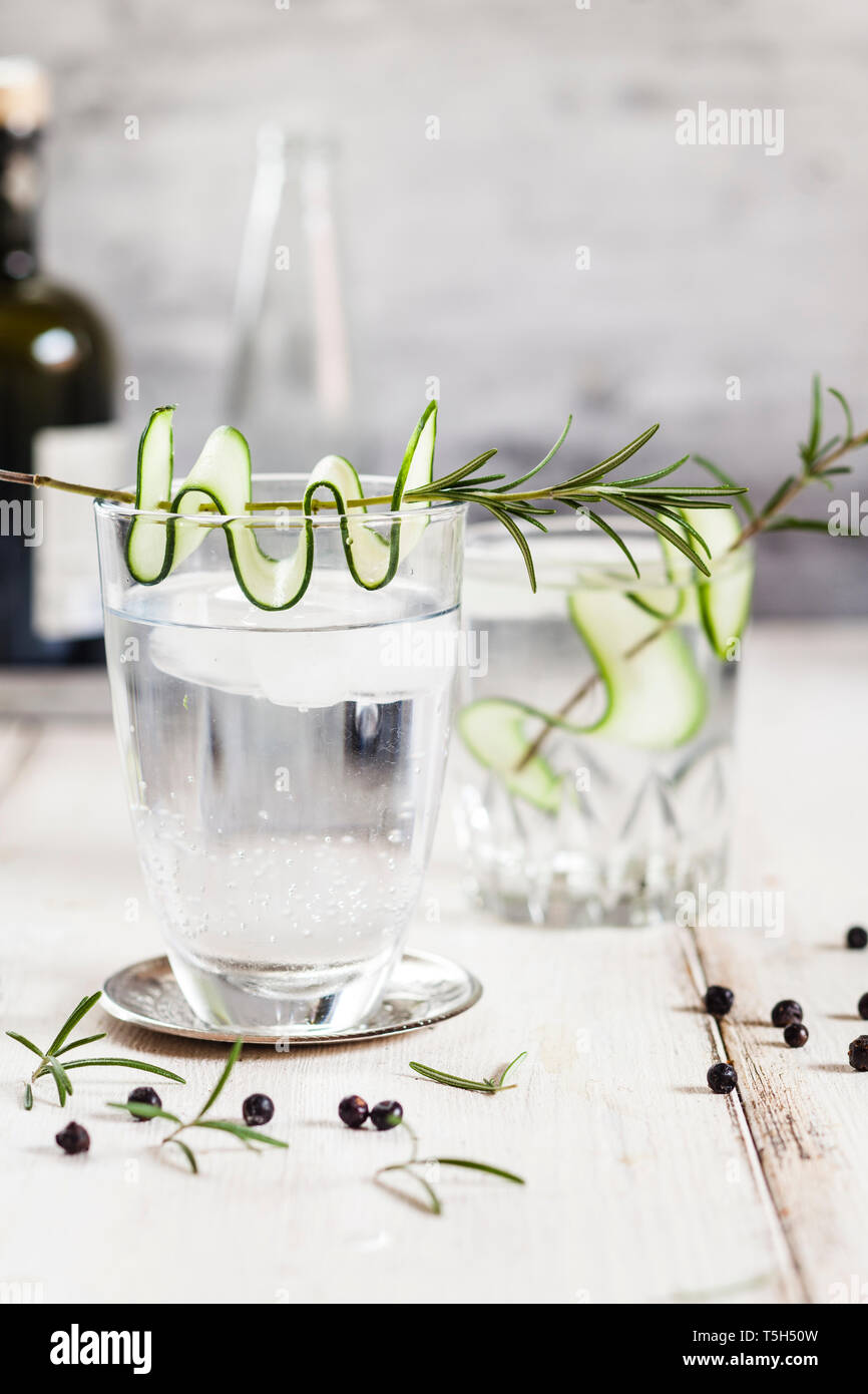 Gin Tonic with rosemary and cucumber Stock Photo Alamy