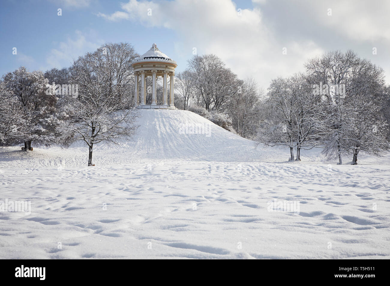 Germany, Munich, English Garden, Monopteros in winter Stock Photo