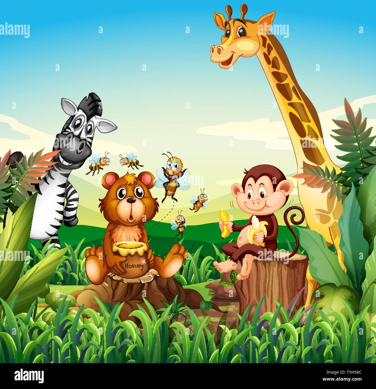 Wild animal in nature illustration Stock Vector Image & Art - Alamy
