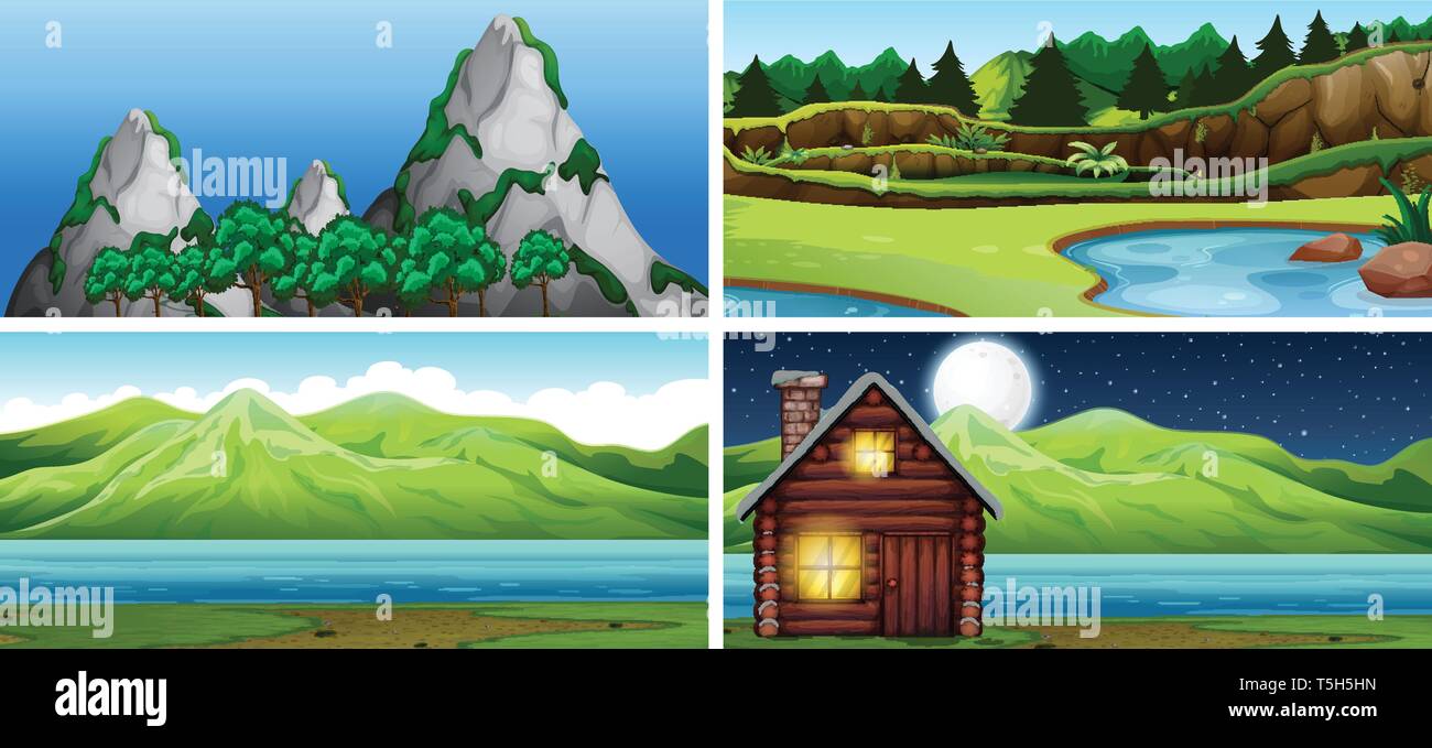 Set of nature scene illustration Stock Vector Image & Art - Alamy