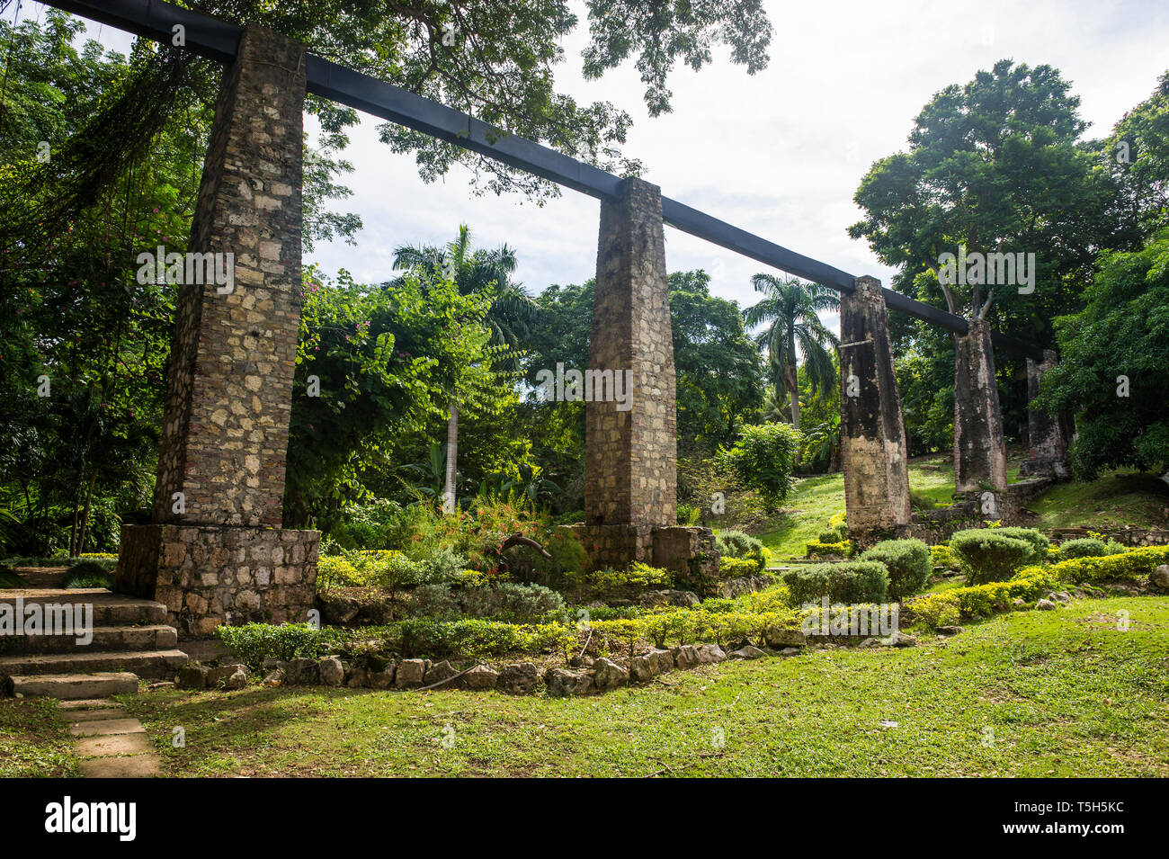 Jamaica, Montego Bay, Old sugar mill waterpipe Stock Photo