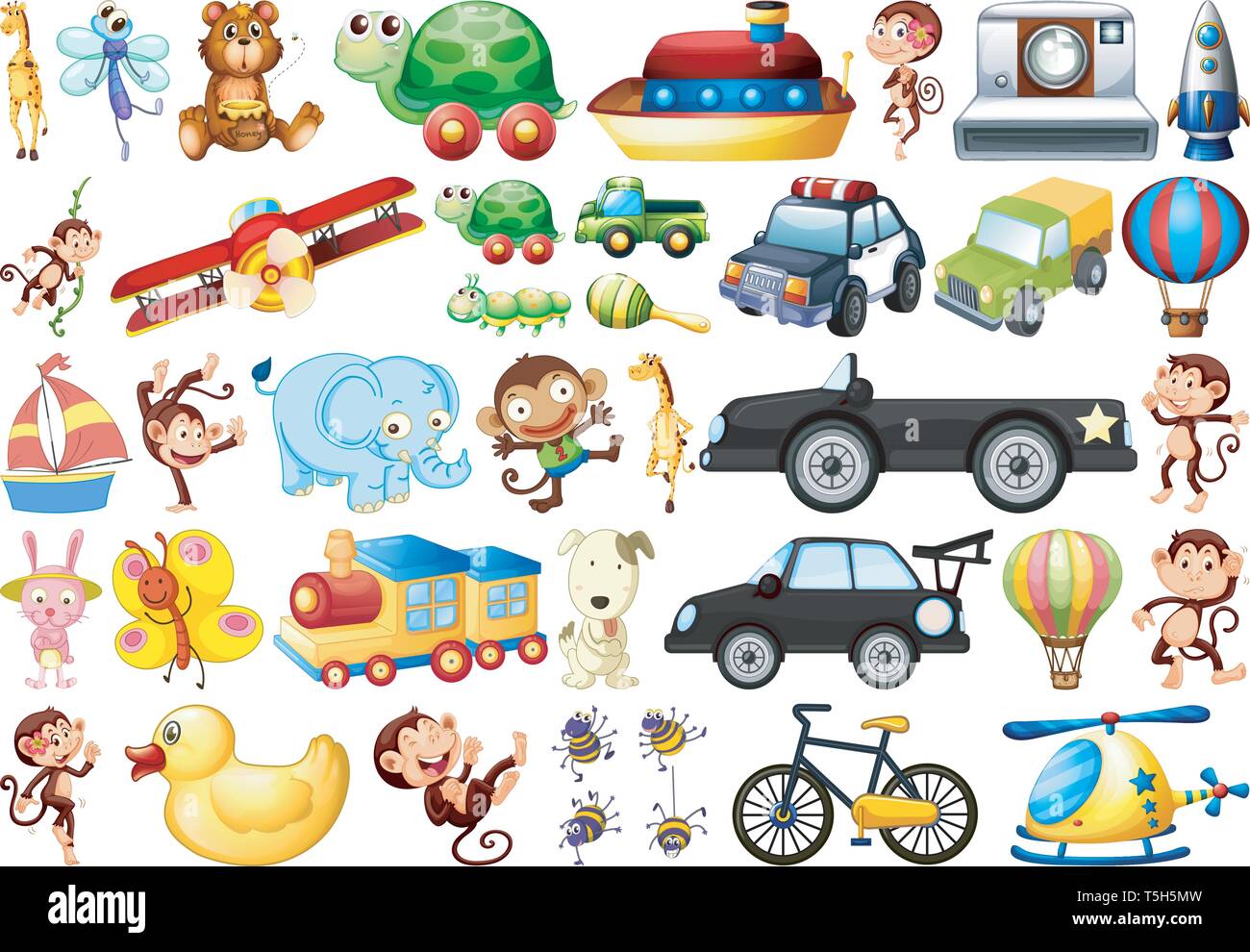 Set of children toys illustration Stock Vector