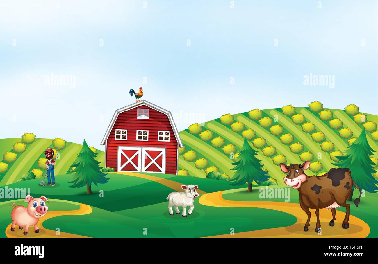 A nature farmland landscape illustration Stock Vector Image & Art - Alamy