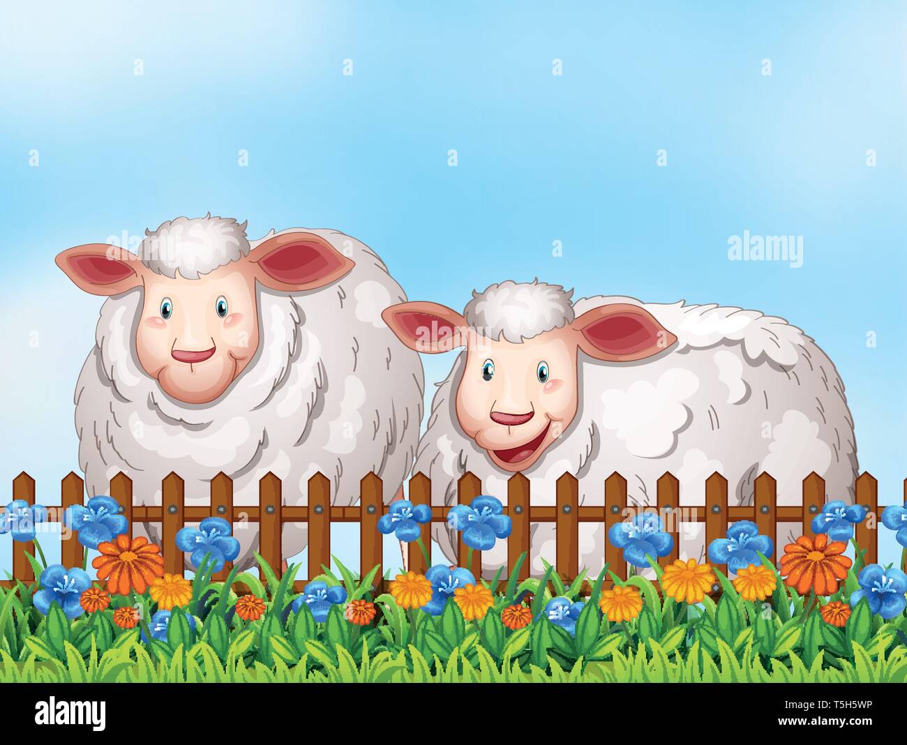 Sheep in the garden illustration Stock Vector Image & Art - Alamy