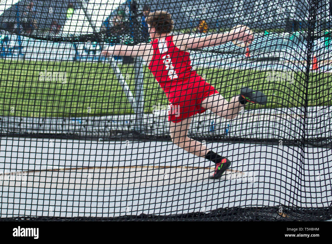 Throwing the discus in the CHSAA New York High School Catholic State