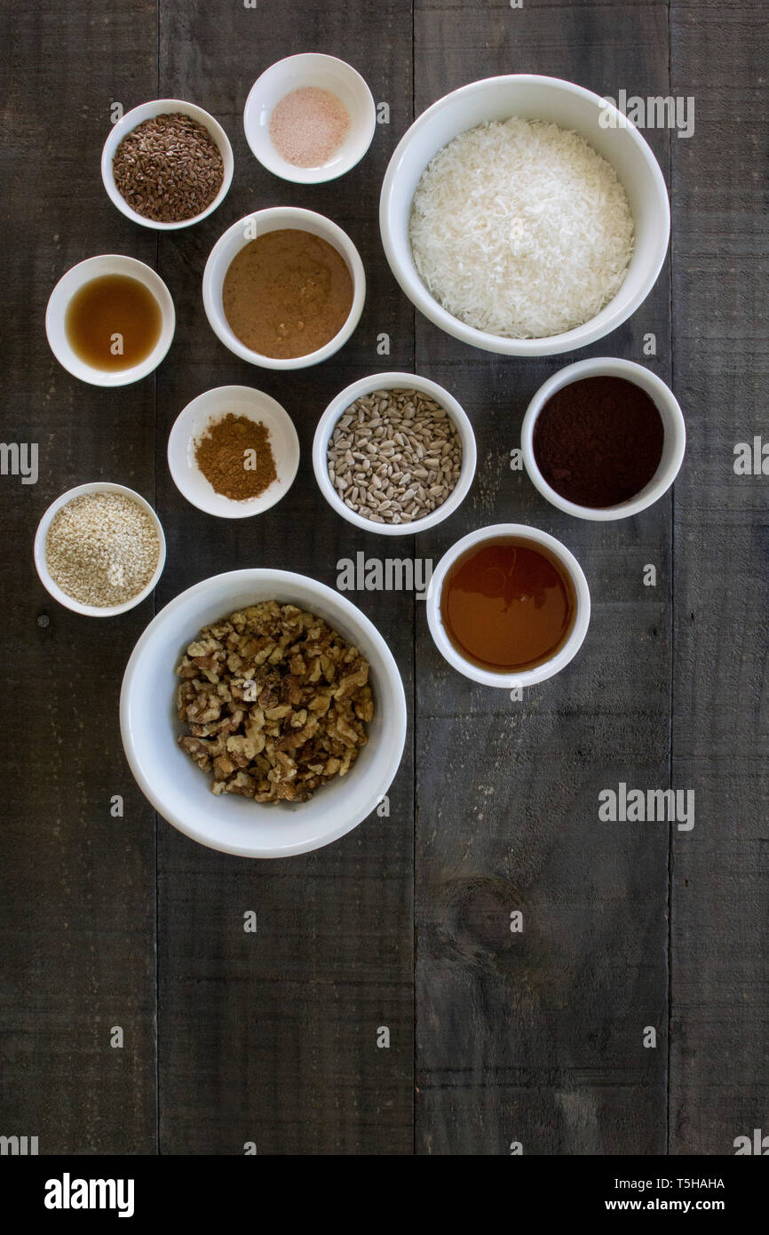 Various sized bowls containing ingredients Stock Photo Alamy