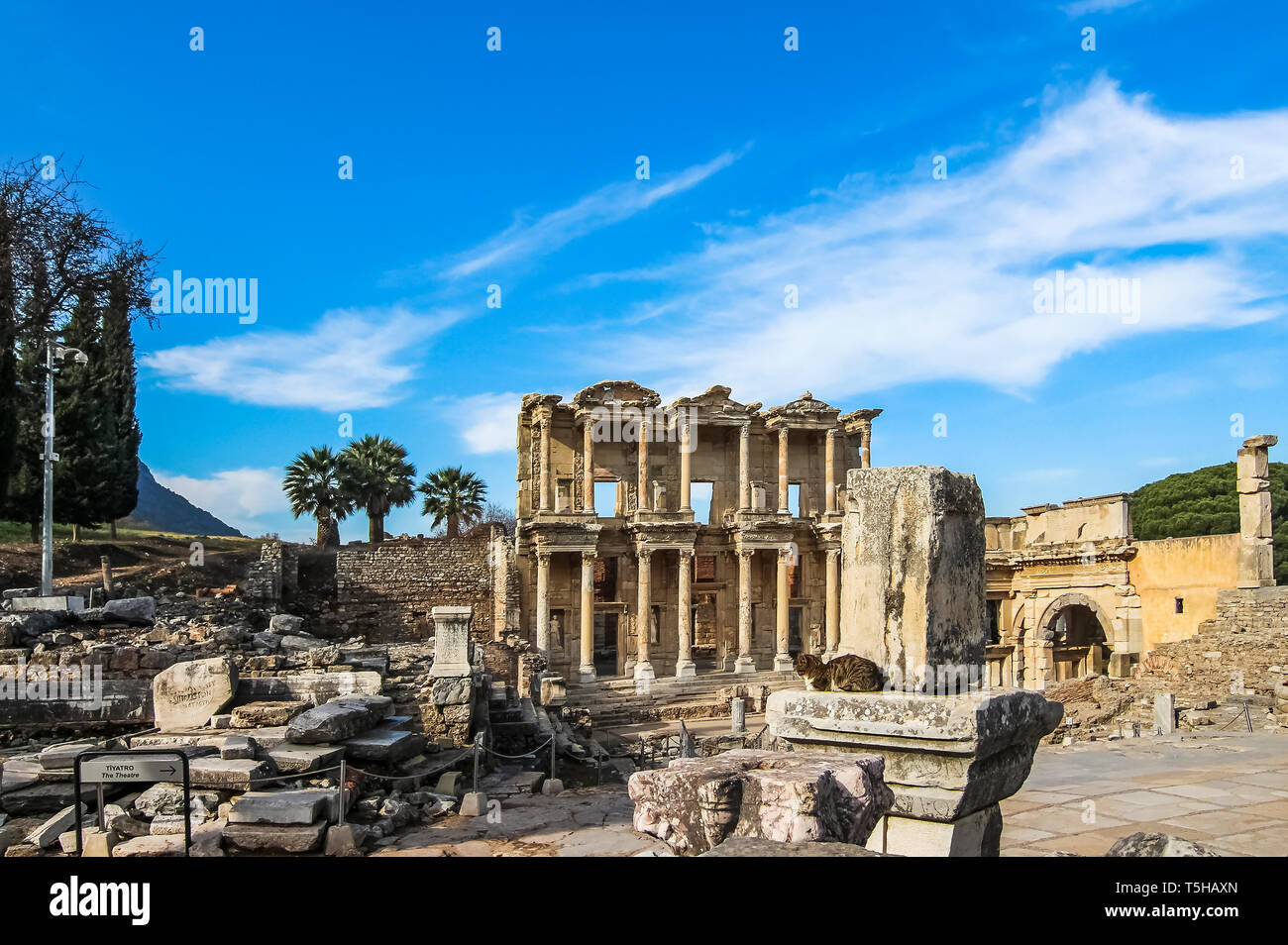 The facade of the Celsus Library in Ephesus, reconstructed from original pieces, was the third