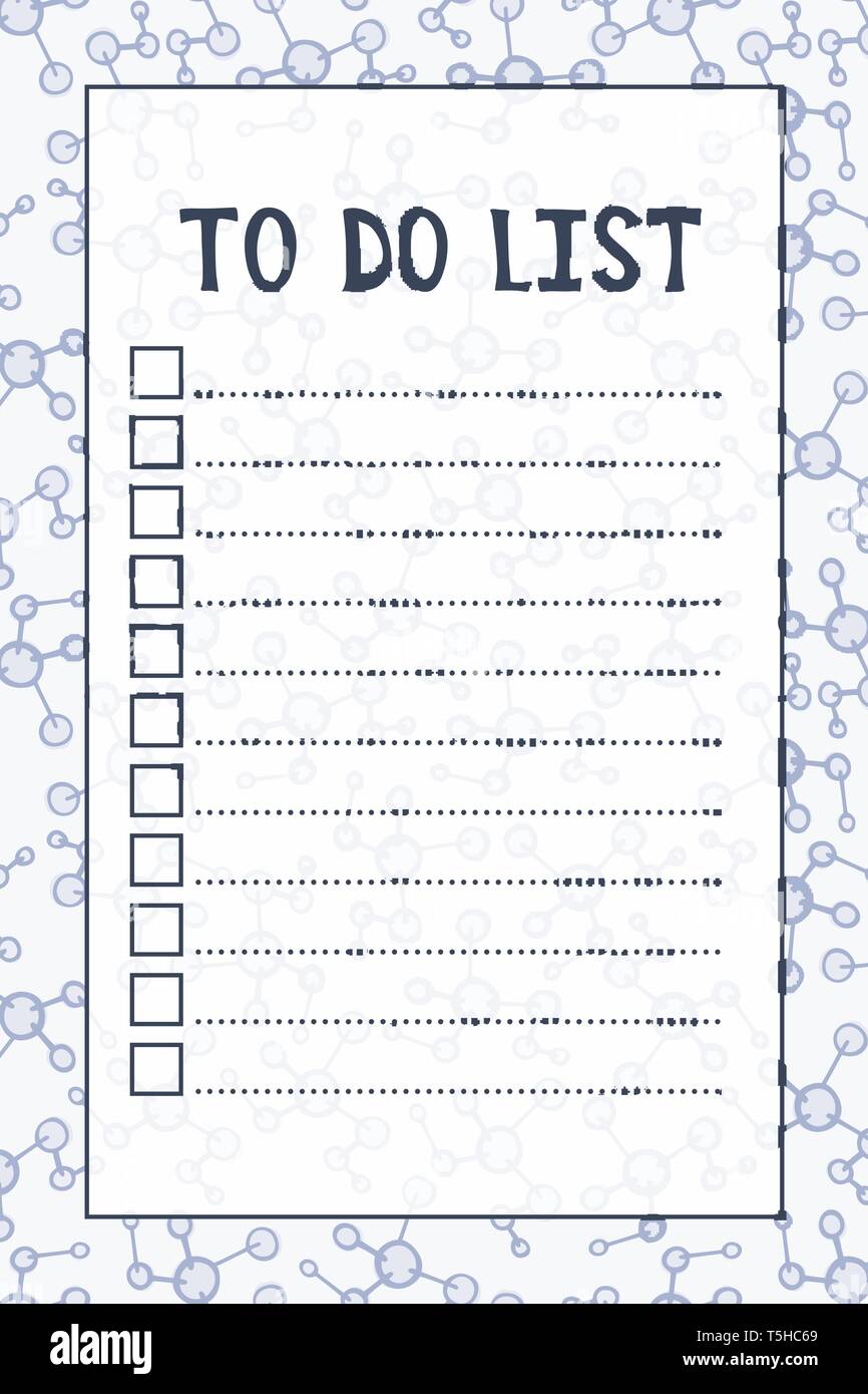 To do list. Chemistry design. Vector illustration. Empty blue planner Stock Vector