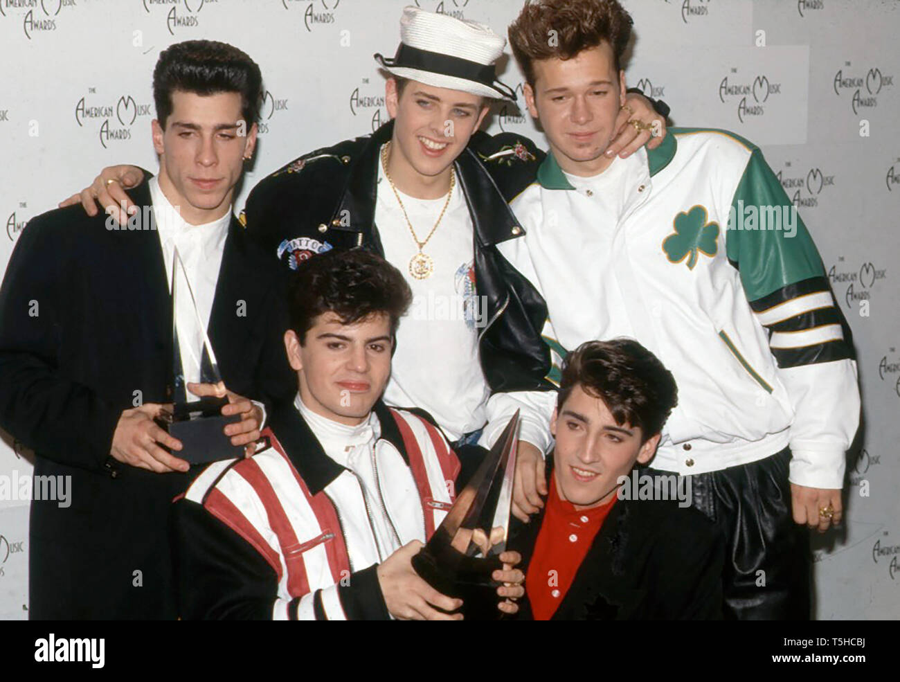 NEW KIDS ON THE BLOCK US boy band in 1990 Stock Photo