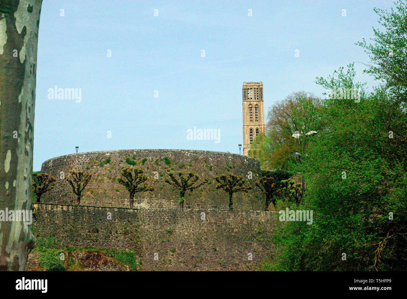 CASTLE WALLS AND CHURCH LIMOGES Stock Photo