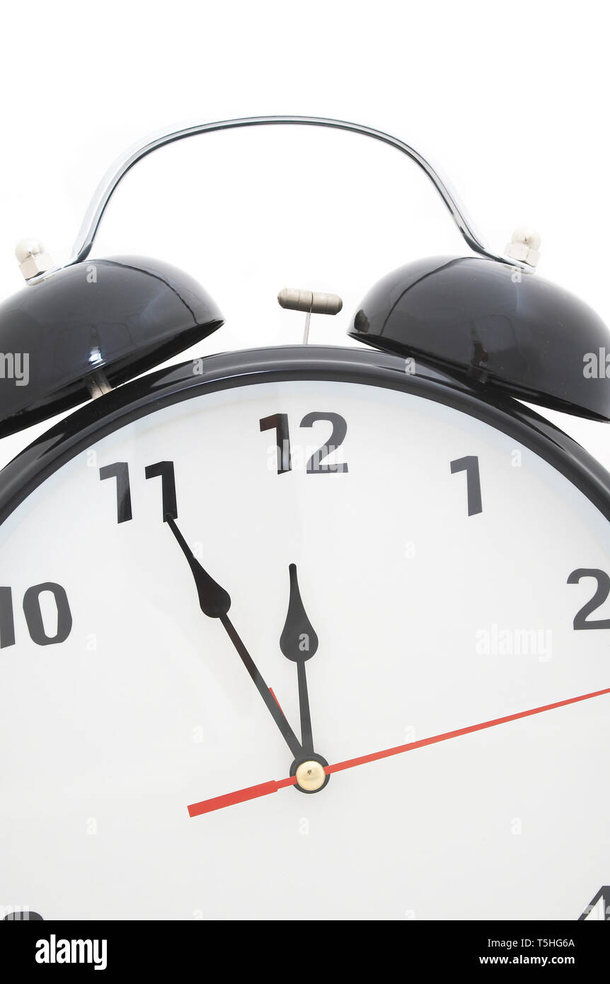 old fashioned alarm clock on white background Stock Photo - Alamy