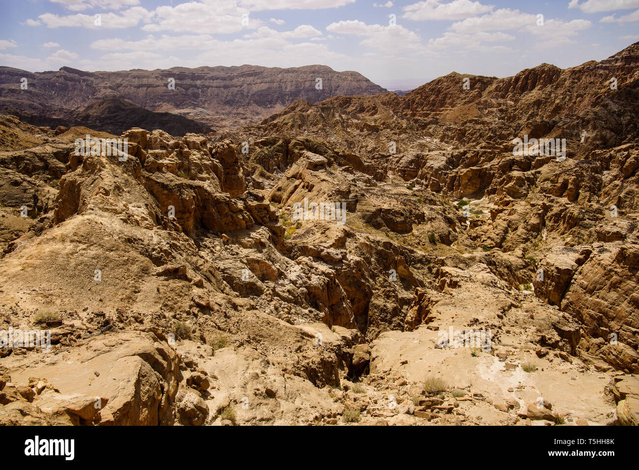 View of Abarim mountain range from Tafilah  Highway, Jordan. Stock Photo