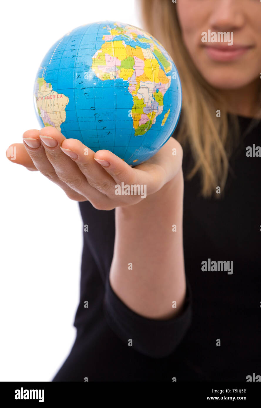 Mini globe hand hi-res stock photography and images - Alamy