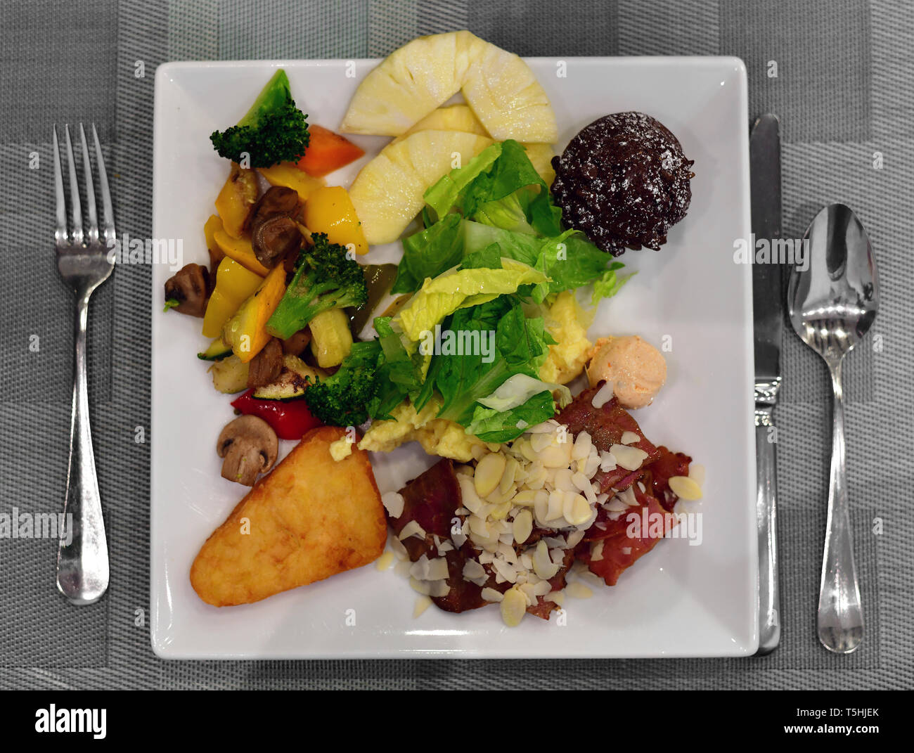 Meal concept of all inclusive all food on one plate Stock Photo Alamy