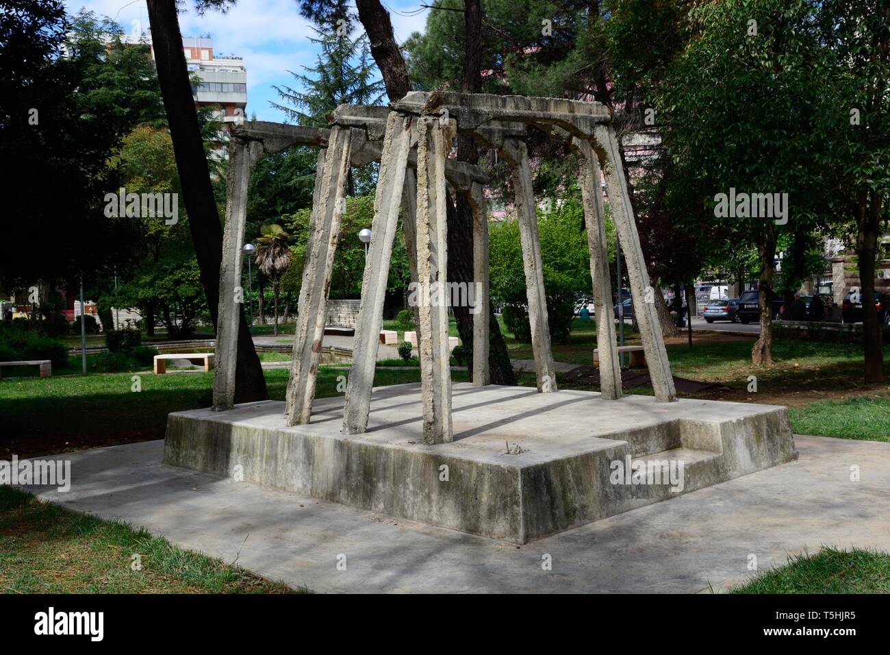 Concrete supports from the gallery of the notorious mine of Spac a forced labour camp for political prisoners from 1968 - 1990 Tirana Albania Stock Photo