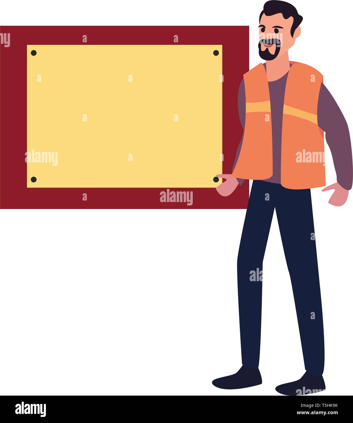 construction worker board vector illustration design image Stock Vector