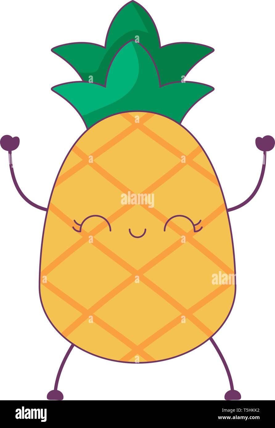 pineapple fruit kawaii character vector illustration design Stock ...