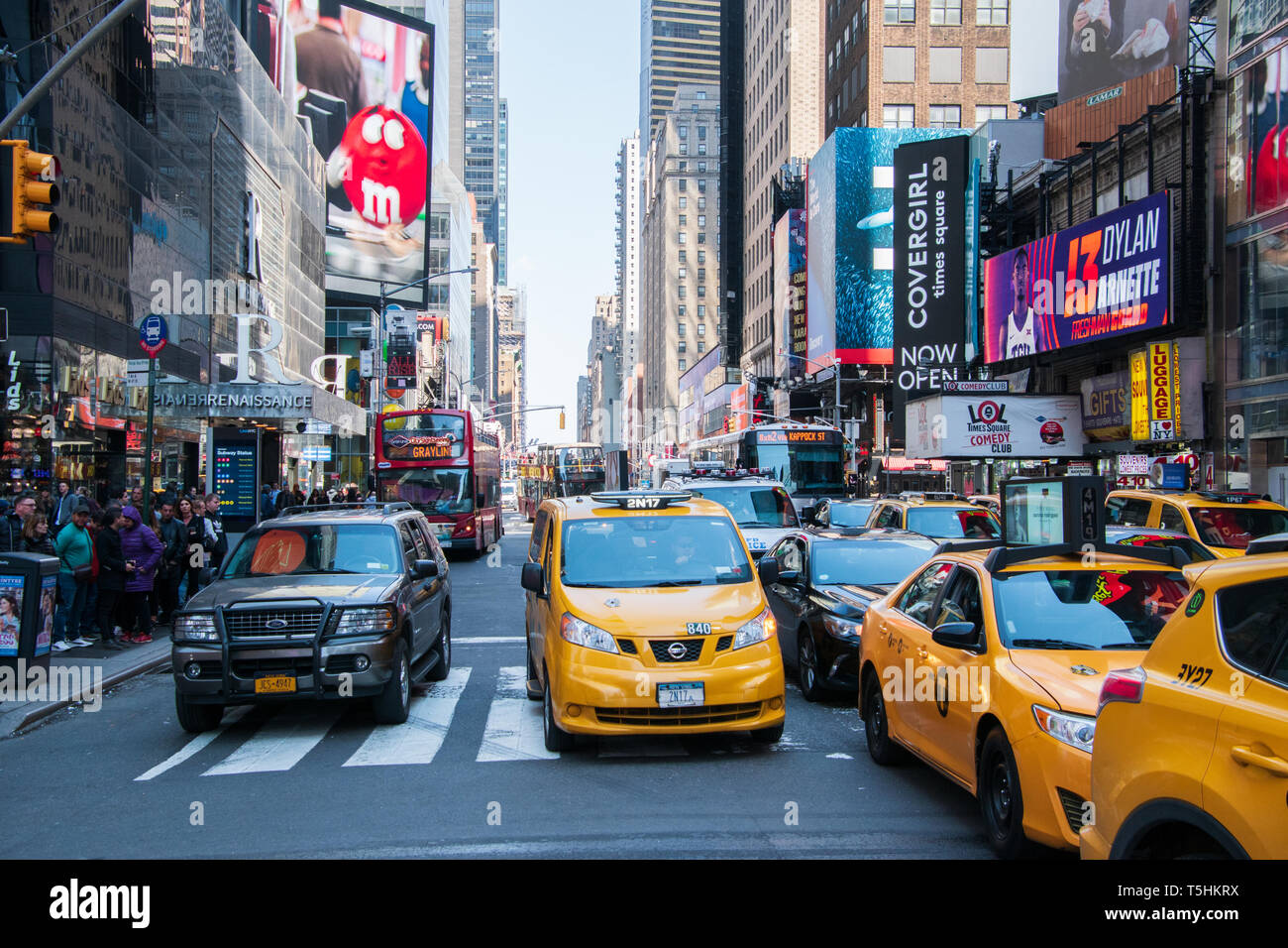 Bus Taxi New York City Rush Hour Street High Resolution Stock ...
