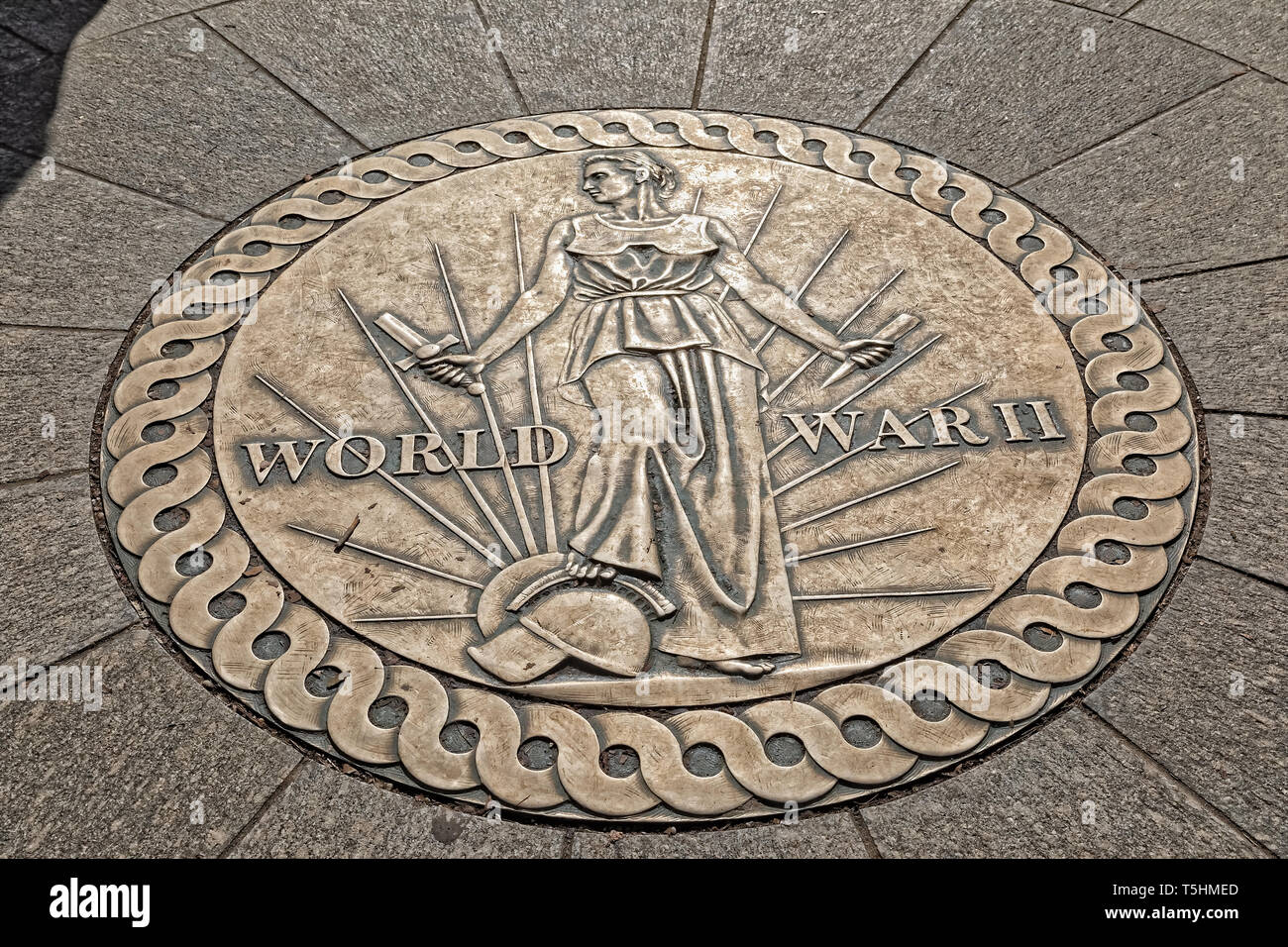 Victory Medal design World War II Memorial in Washington DC Stock Photo