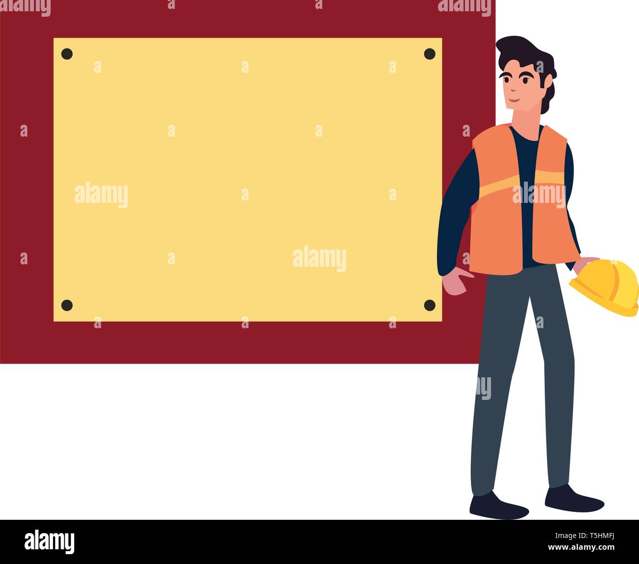 construction worker board vector illustration design image Stock Vector