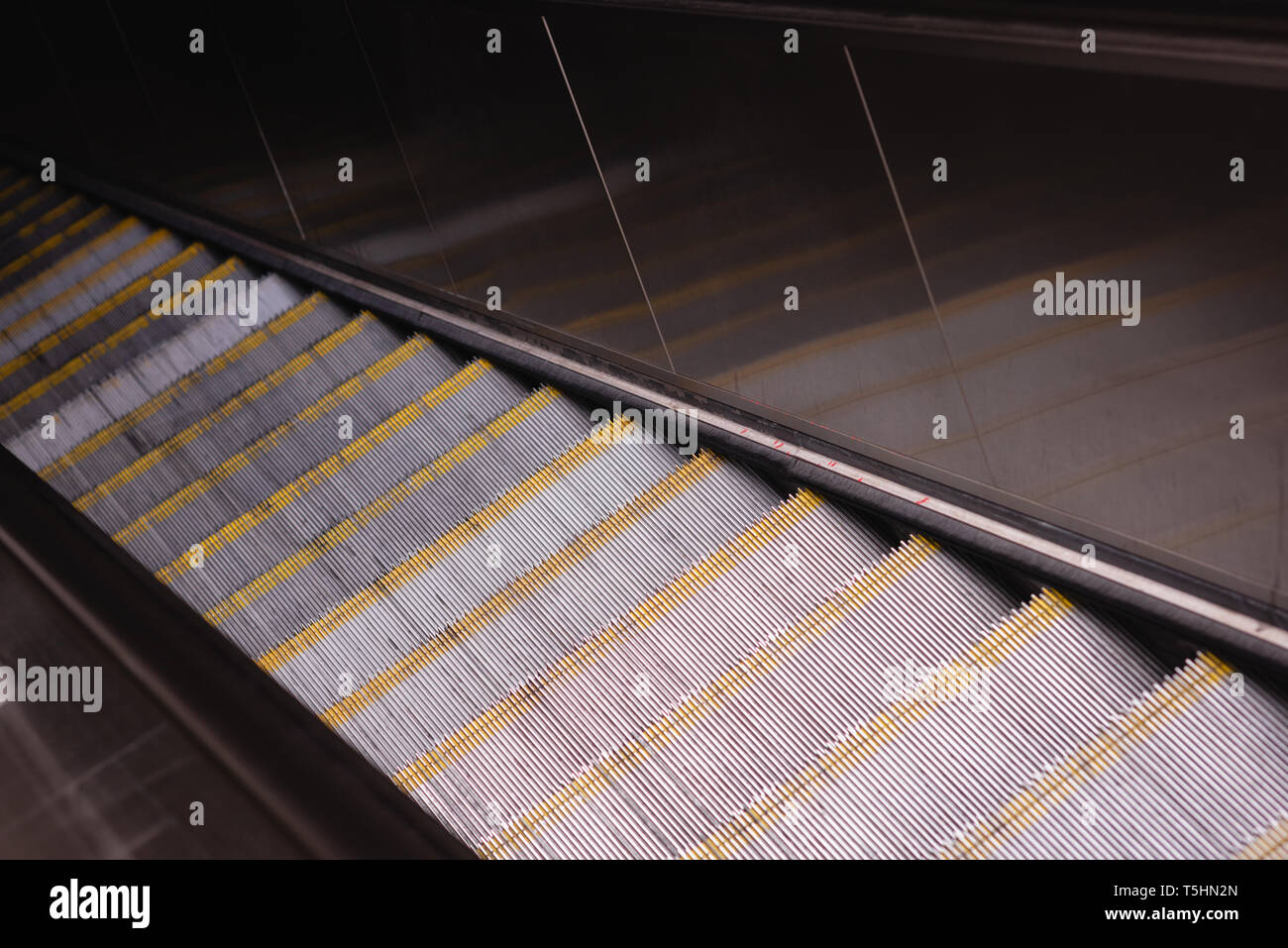 View of empty escalators Stock Photo