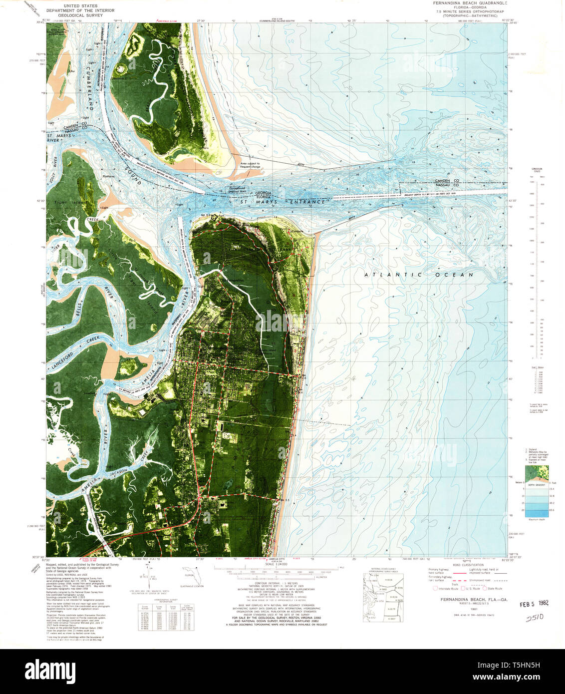 USGS TOPO Map Florida FL Fernandina - Usgs Topo Map Florida Fl Fernandina Beach 346147 1981 24000 Restoration T5HN5H 