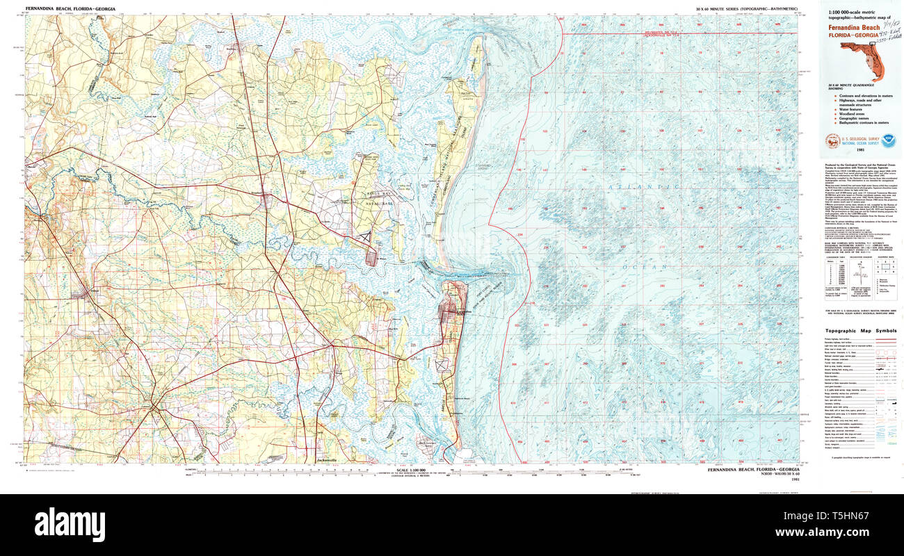 USGS TOPO Map Florida FL Fernandina - Usgs Topo Map Florida Fl Fernandina Beach 346148 1981 100000 Restoration T5HN67 