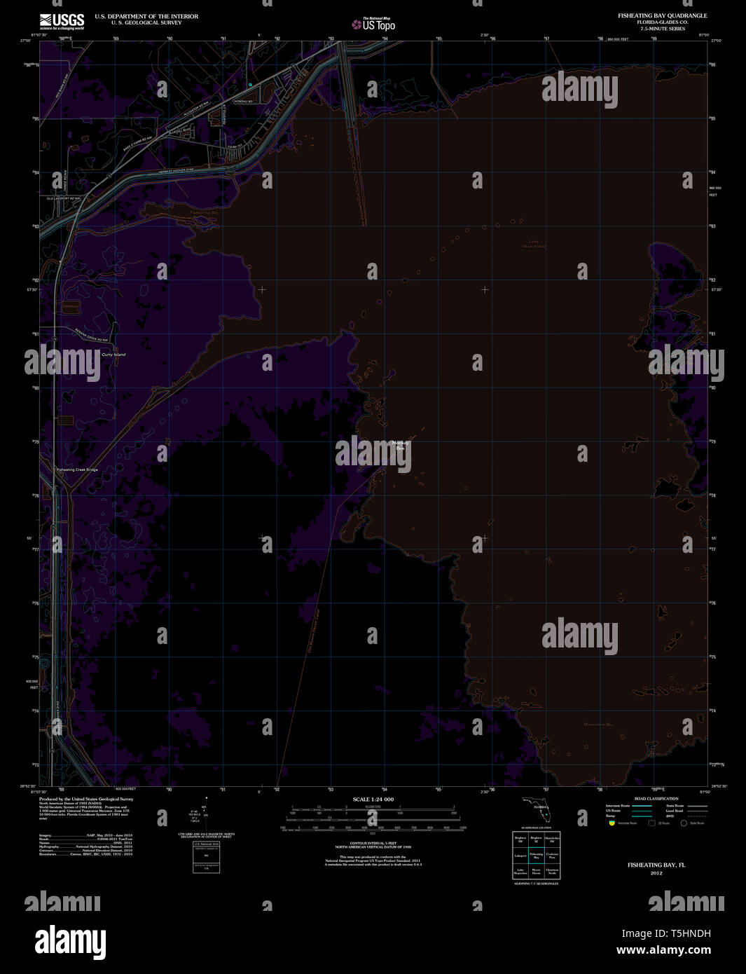 USGS TOPO Map Florida FL Fisheating - Usgs Topo Map Florida Fl Fisheating Bay 20120726 Tm Inverted Restoration T5HNDH 