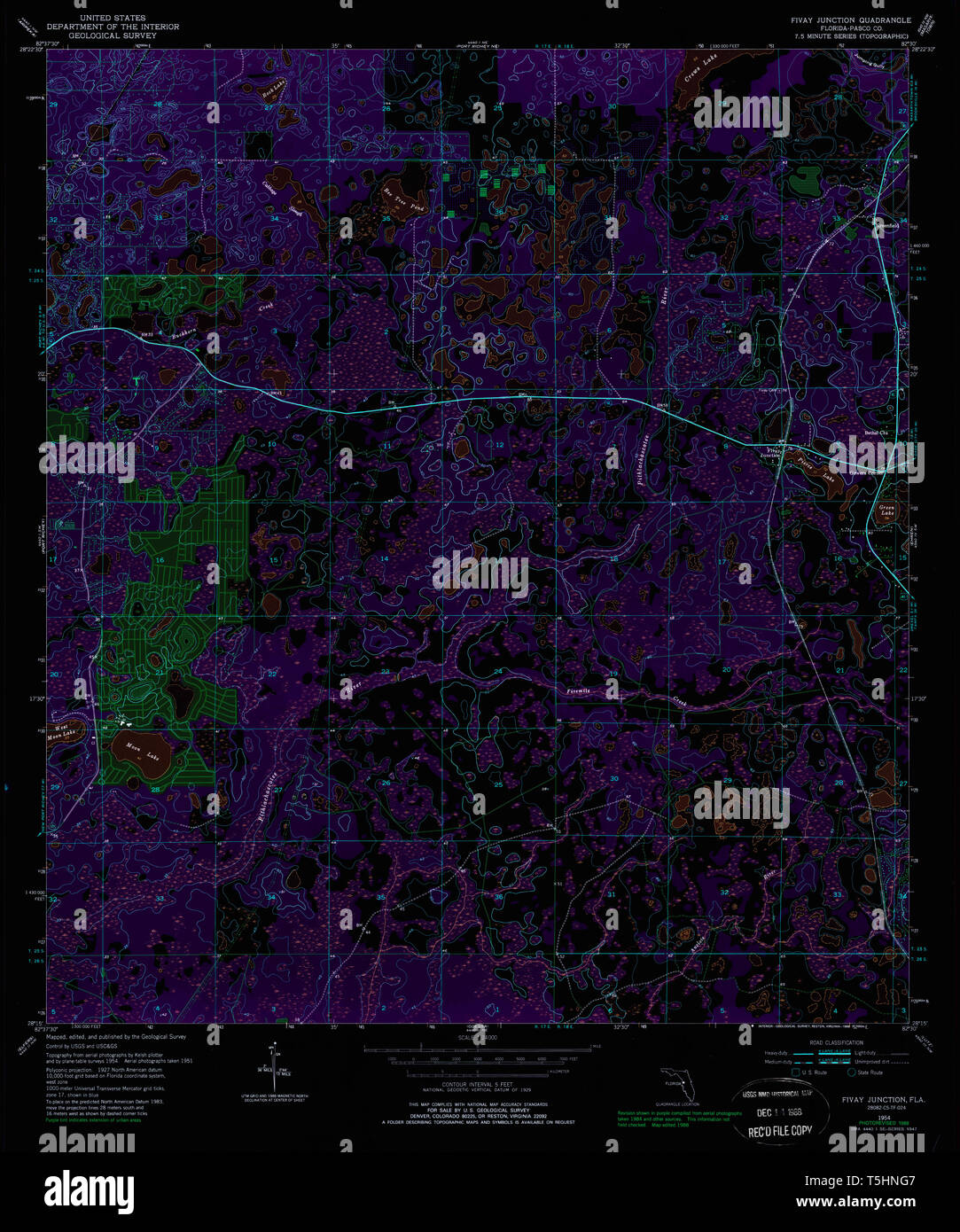 USGS TOPO Map Florida FL Fivay - Usgs Topo Map Florida Fl Fivay Junction 346163 1954 24000 Inverted Restoration T5HNG7 