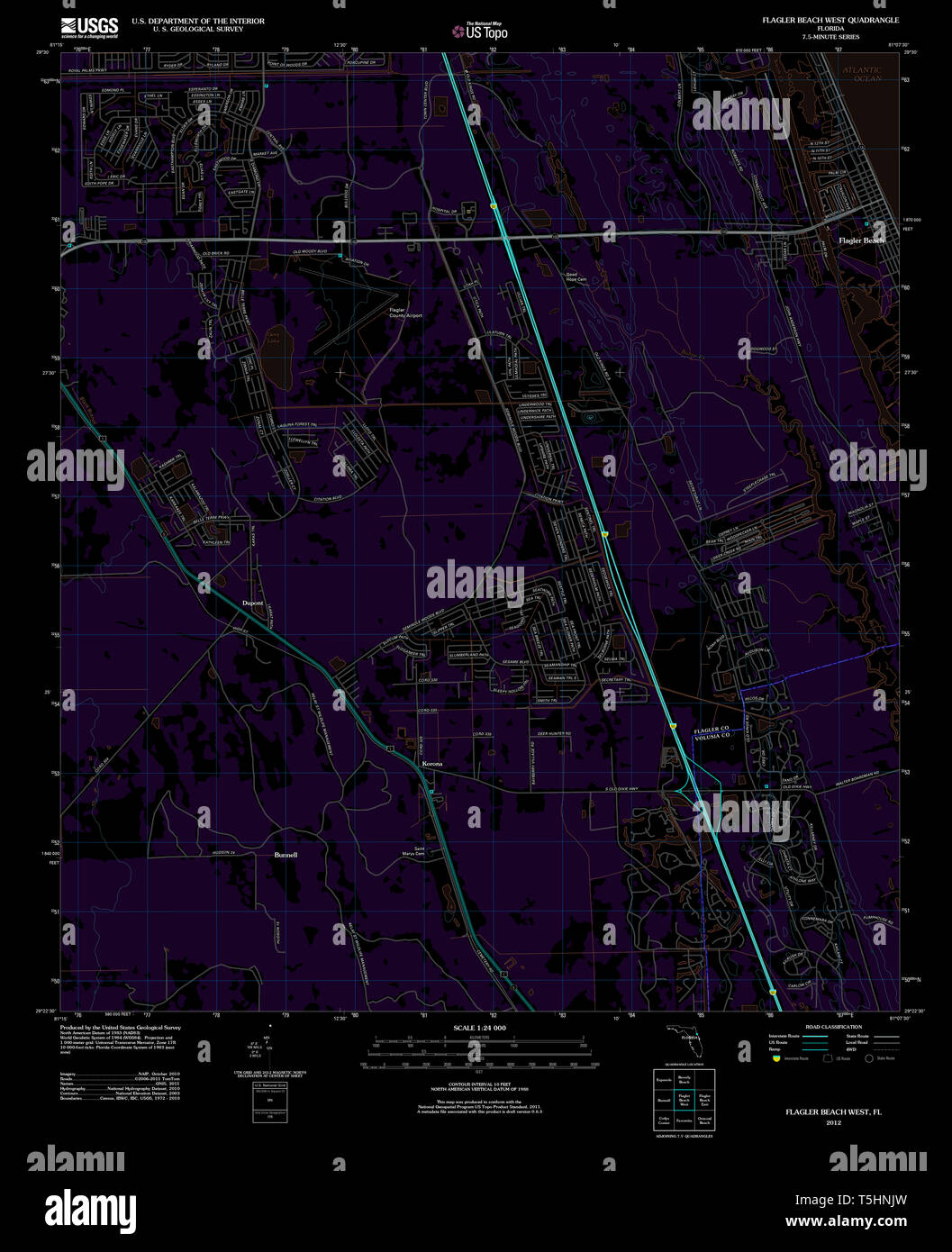 USGS TOPO Map Florida FL Flagler - Usgs Topo Map Florida Fl Flagler Beach West 20120710 Tm Inverted Restoration T5HNJW 