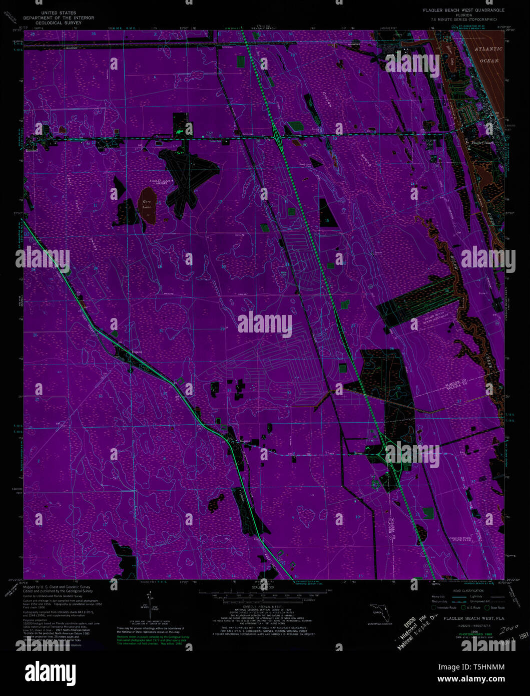 USGS TOPO Map Florida FL Flagler - Usgs Topo Map Florida Fl Flagler Beach West 346172 1956 24000 Inverted Restoration T5HNMM 
