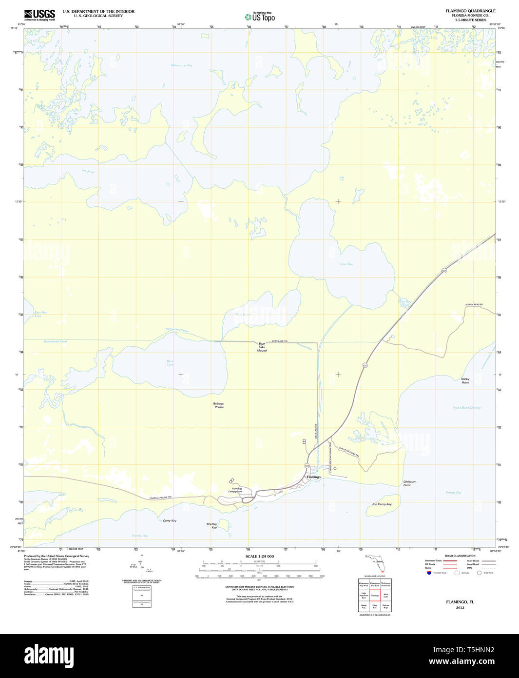 Flamingo florida map hi res stock - Usgs Topo Map Florida Fl Flamingo 20120726 Tm Restoration T5HNN2 
