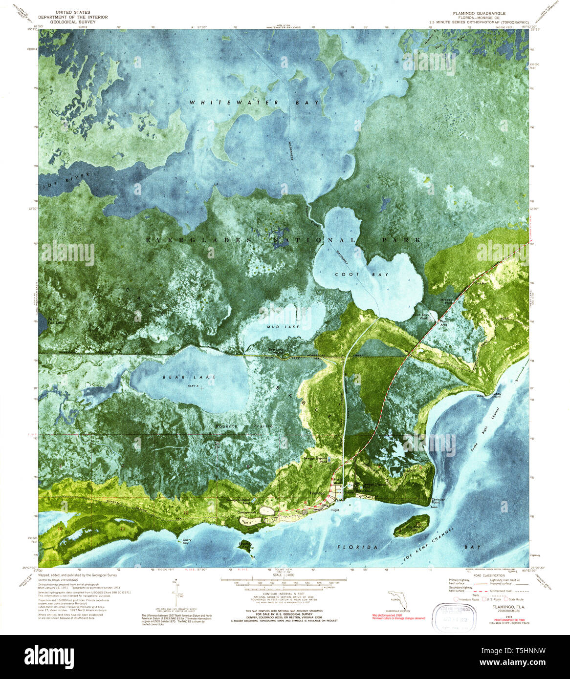 Flamingo florida map hi res stock - Usgs Topo Map Florida Fl Flamingo 346176 1973 24000 Restoration T5HNNW 