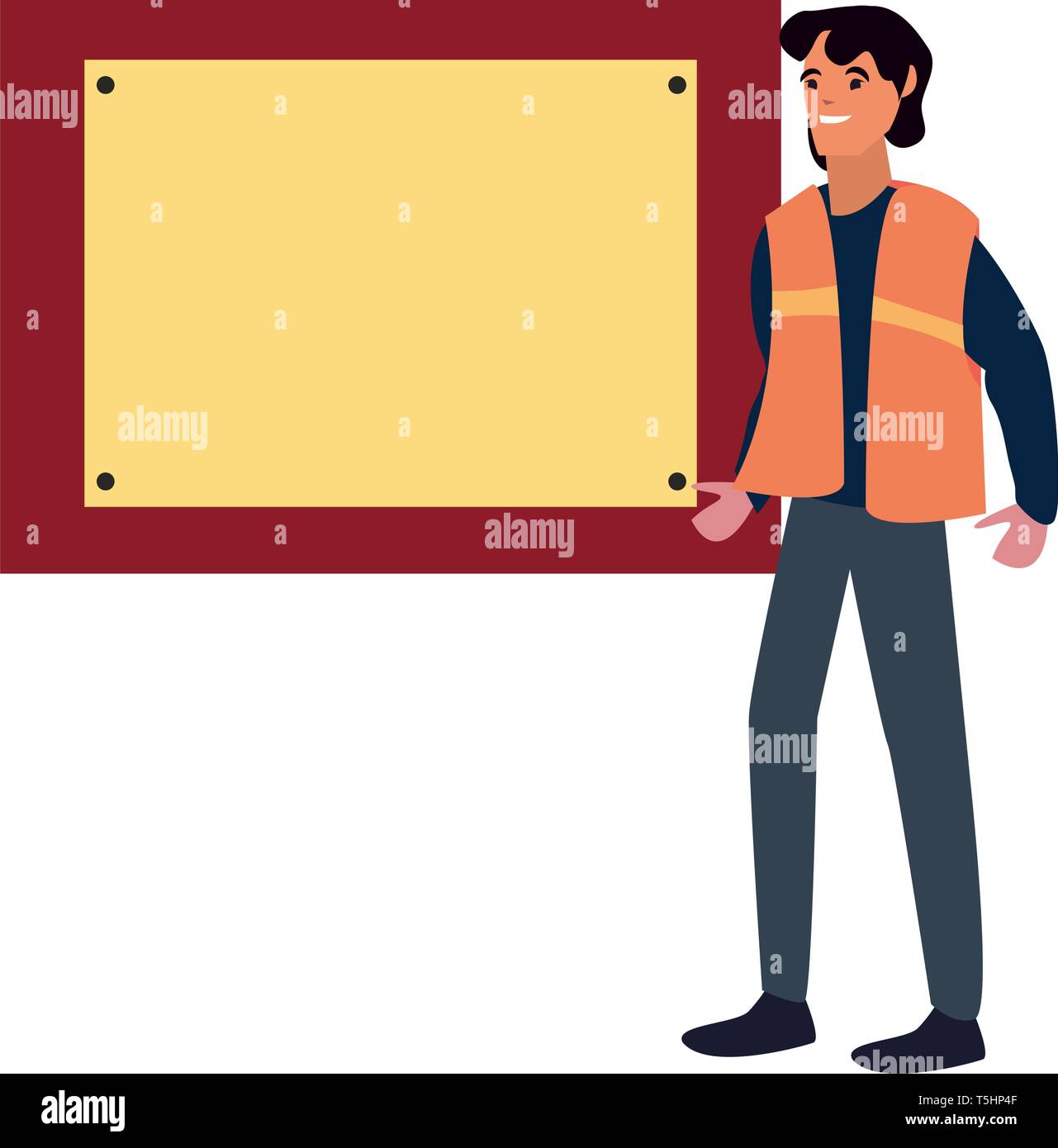 construction worker board vector illustration design image Stock Vector