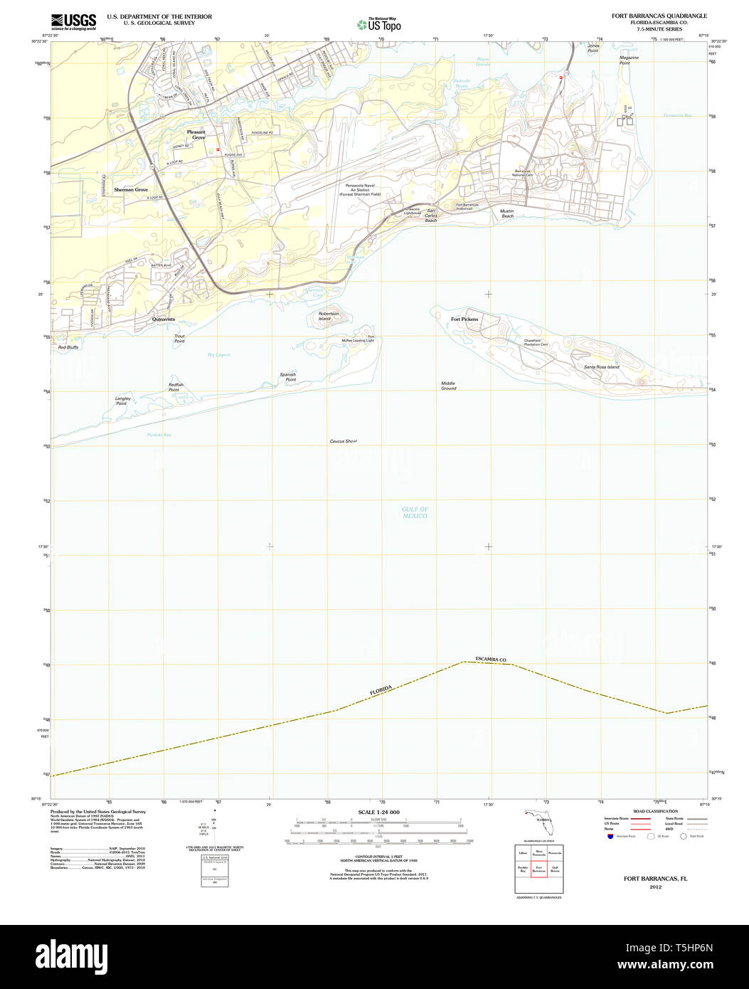USGS TOPO Map Florida FL Fort Barrancas - Usgs Topo Map Florida Fl Fort Barrancas 20120713 Tm Restoration T5HP6N 