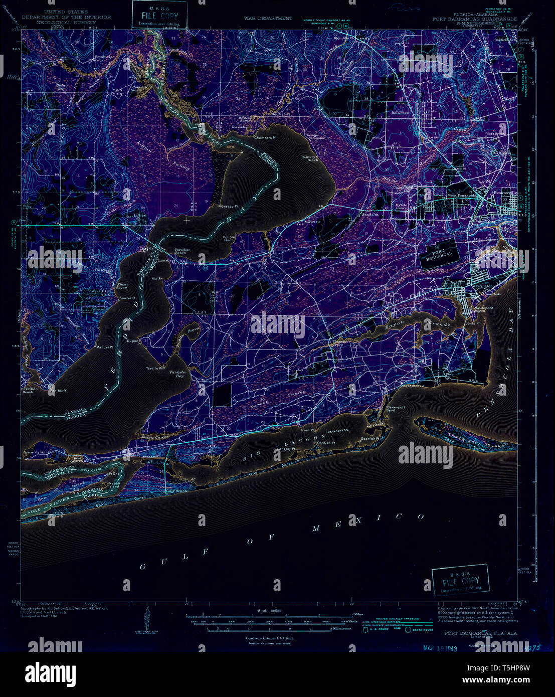 USGS TOPO Map Florida FL Fort Barrancas - Usgs Topo Map Florida Fl Fort Barrancas 346205 1943 62500 Inverted Restoration T5HP8W 