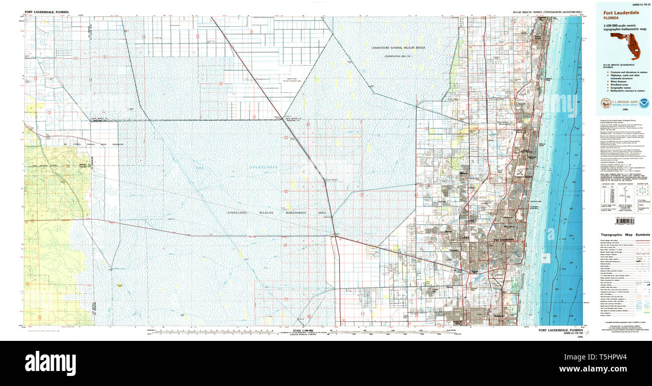 USGS TOPO Map Florida FL Fort Lauderdale - Usgs Topo Map Florida Fl Fort Lauderdale 346241 1985 100000 Restoration T5HPW4 