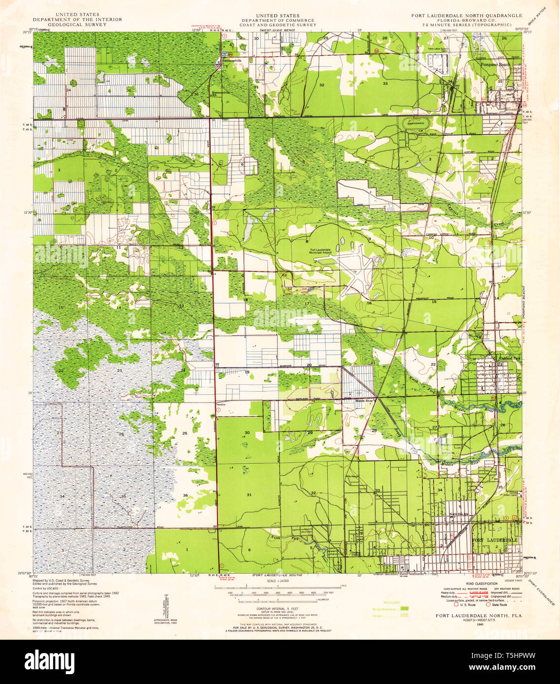 USGS TOPO Map Florida FL Fort Lauderdale - Usgs Topo Map Florida Fl Fort Lauderdale North 346252 1945 24000 Restoration T5HPWW 